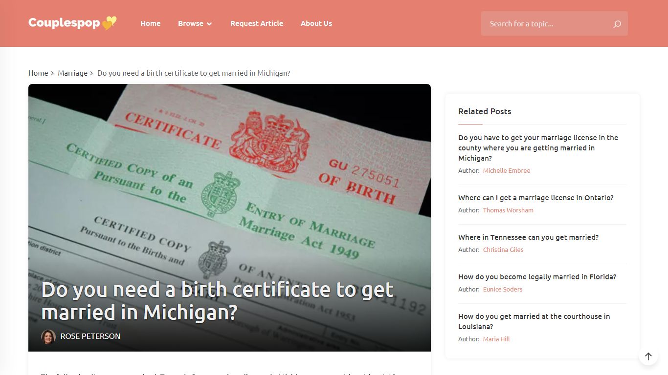 Do you need a birth certificate to get married in Michigan?