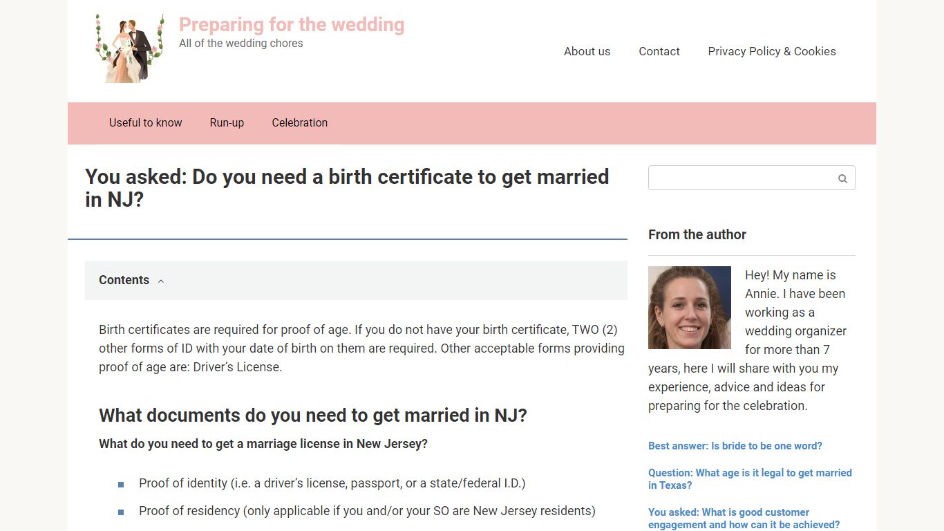 You asked: Do you need a birth certificate to get married in NJ?